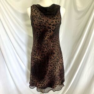 Jones New York Black and Brown Silk Dress